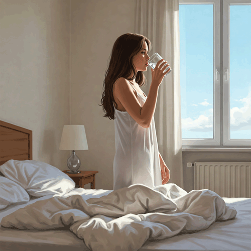 dziewczyna pije wode ze szklanki